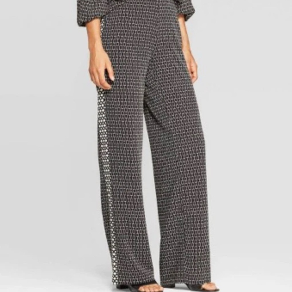 Who What Wear Black and White Wide Leg Pants